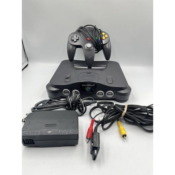 Nintendo 64 Console With Expansion Pak & Black Controller + All Cords - TESTED - Picture 1 of 16